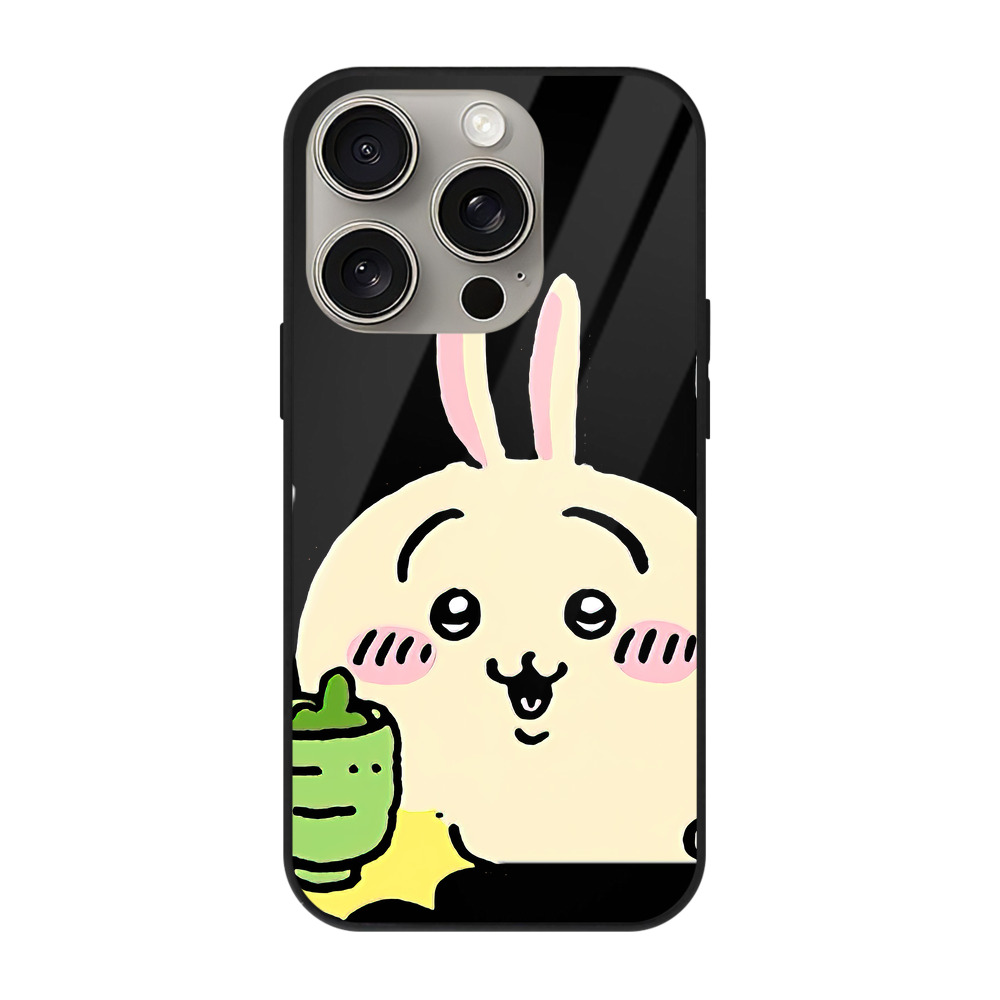 （画像用） ちいかわ うさぎ Chii-kawa usagi 【iPhone15Pro対応】スマホケース 耐衝撃＆黄変防止 背面ガラス