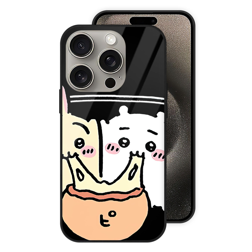 （画像用） ちいかわ うさぎ Chii-kawa usagi 【iPhone15Pro対応】スマホケース 耐衝撃＆黄変防止 背面ガラス
