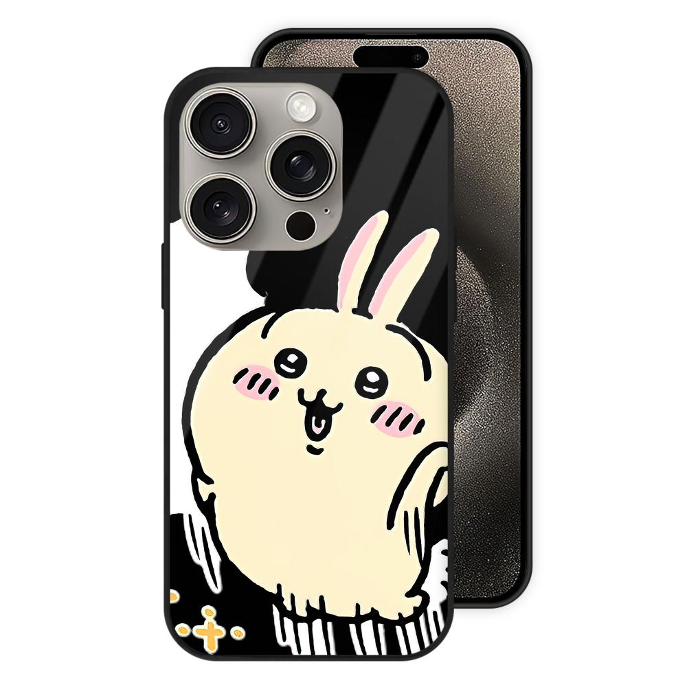（画像用） ちいかわ うさぎ Chii-kawa usagi 【iPhone15Pro対応】スマホケース 耐衝撃＆黄変防止 背面ガラス