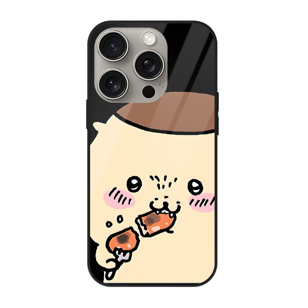（画像用） ちいかわ くりまんじゅう Chii-kawa kuri manjū 【iPhone15Pro対応】スマホケース 耐衝撃＆黄変防止 背面ガラス