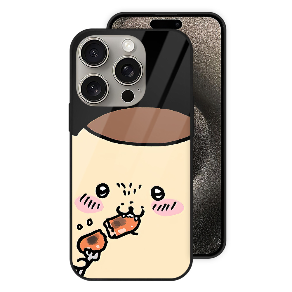 （画像用） ちいかわ くりまんじゅう Chii-kawa kuri manjū 【iPhone15Pro対応】スマホケース 耐衝撃＆黄変防止 背面ガラス