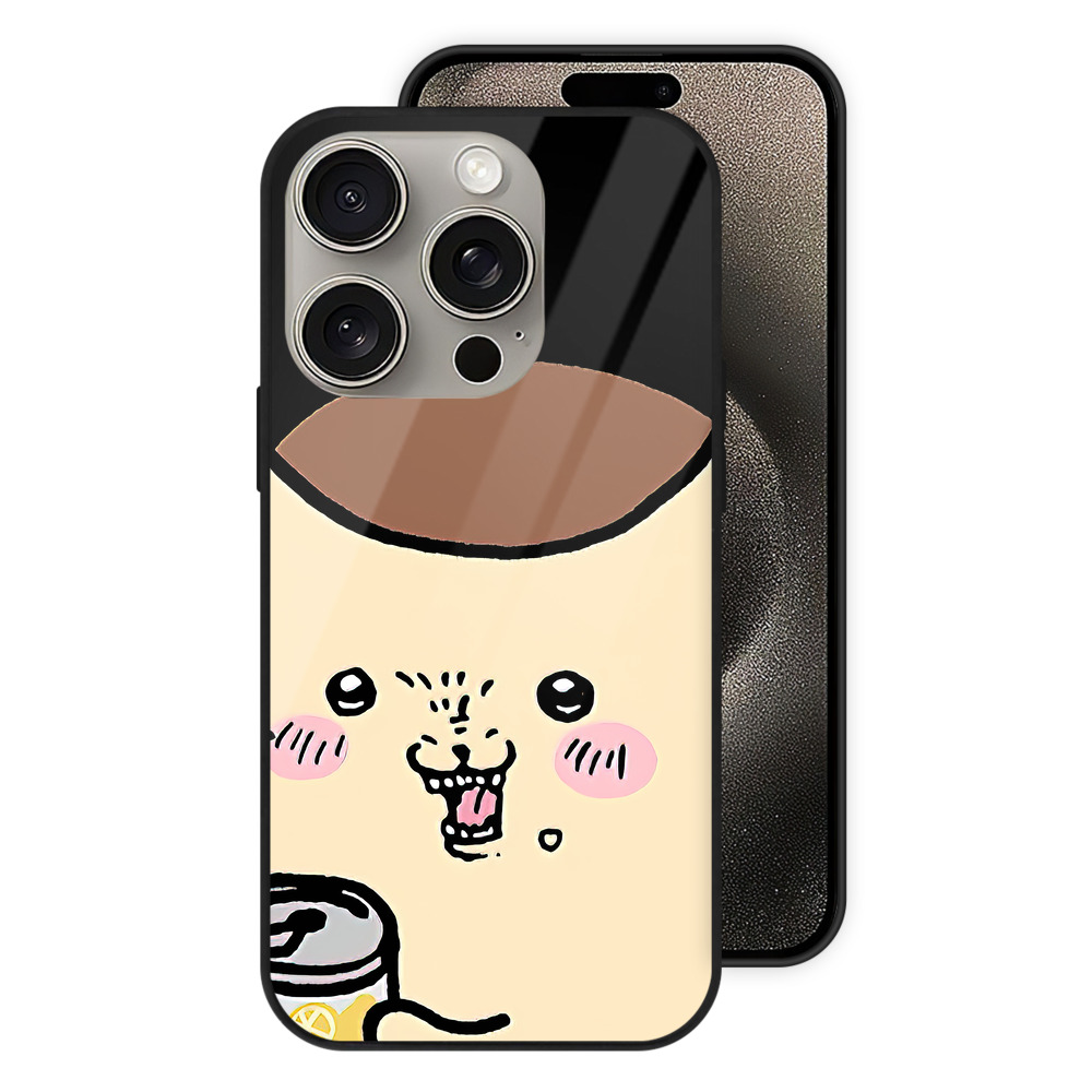 （画像用） ちいかわ くりまんじゅう Chii-kawa kuri manjū 【iPhone15Pro対応】スマホケース 耐衝撃＆黄変防止 背面ガラス