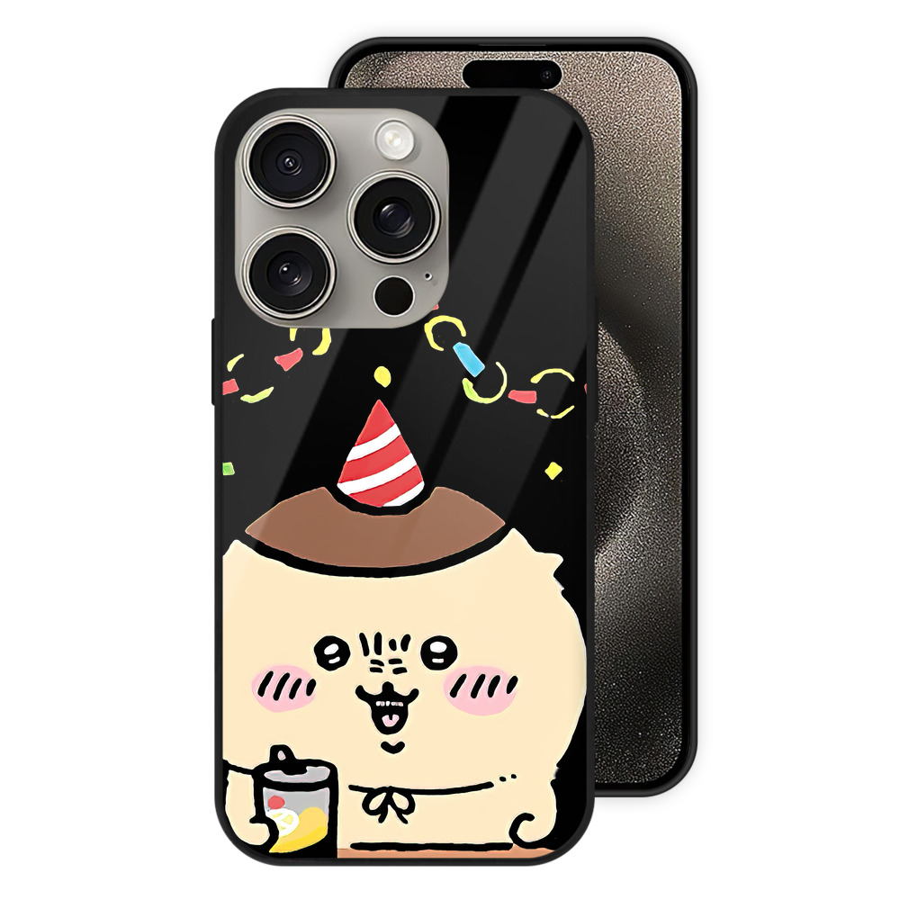 （画像用） ちいかわ くりまんじゅう Chii-kawa kuri manjū 【iPhone15Pro対応】スマホケース 耐衝撃＆黄変防止 背面ガラス