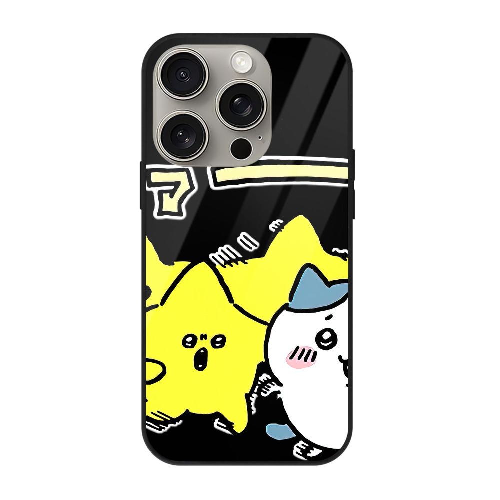 （画像用） ちいかわ 流れ星 Chii-kawa Shooting star 【iPhone15Pro対応】スマホケース 耐衝撃＆黄変防止 背面ガラス