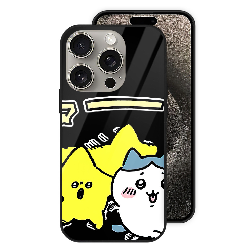 （画像用） ちいかわ 流れ星 Chii-kawa Shooting star 【iPhone15Pro対応】スマホケース 耐衝撃＆黄変防止 背面ガラス
