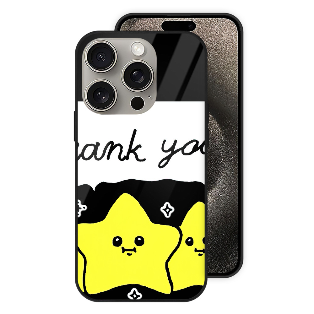 （画像用） ちいかわ 流れ星 Chii-kawa Shooting star 【iPhone15Pro対応】スマホケース 耐衝撃＆黄変防止 背面ガラス