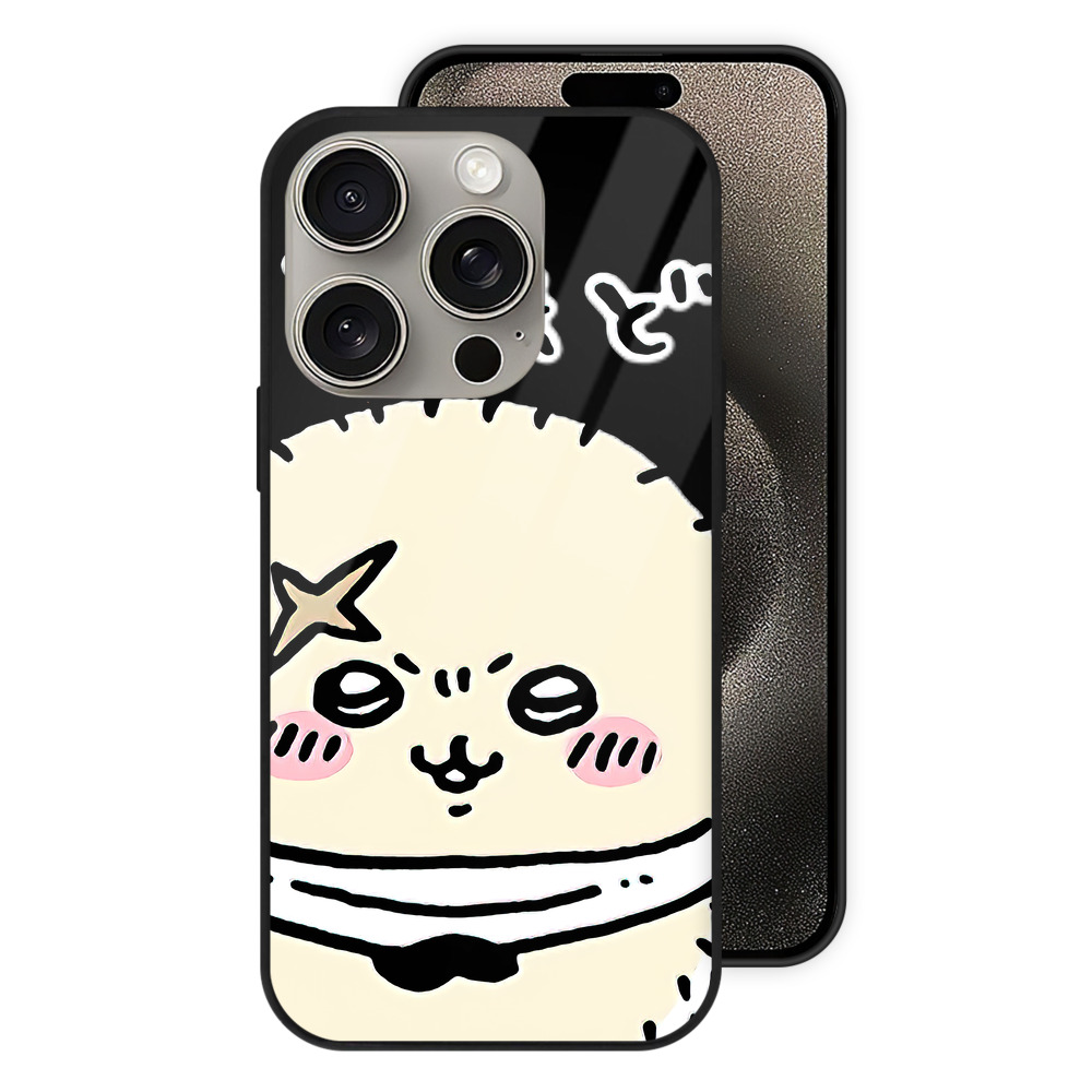 （画像用） ちいかわ ラッコ Chii-kawa Sea otter 【iPhone15Pro対応】スマホケース 耐衝撃＆黄変防止 背面ガラス