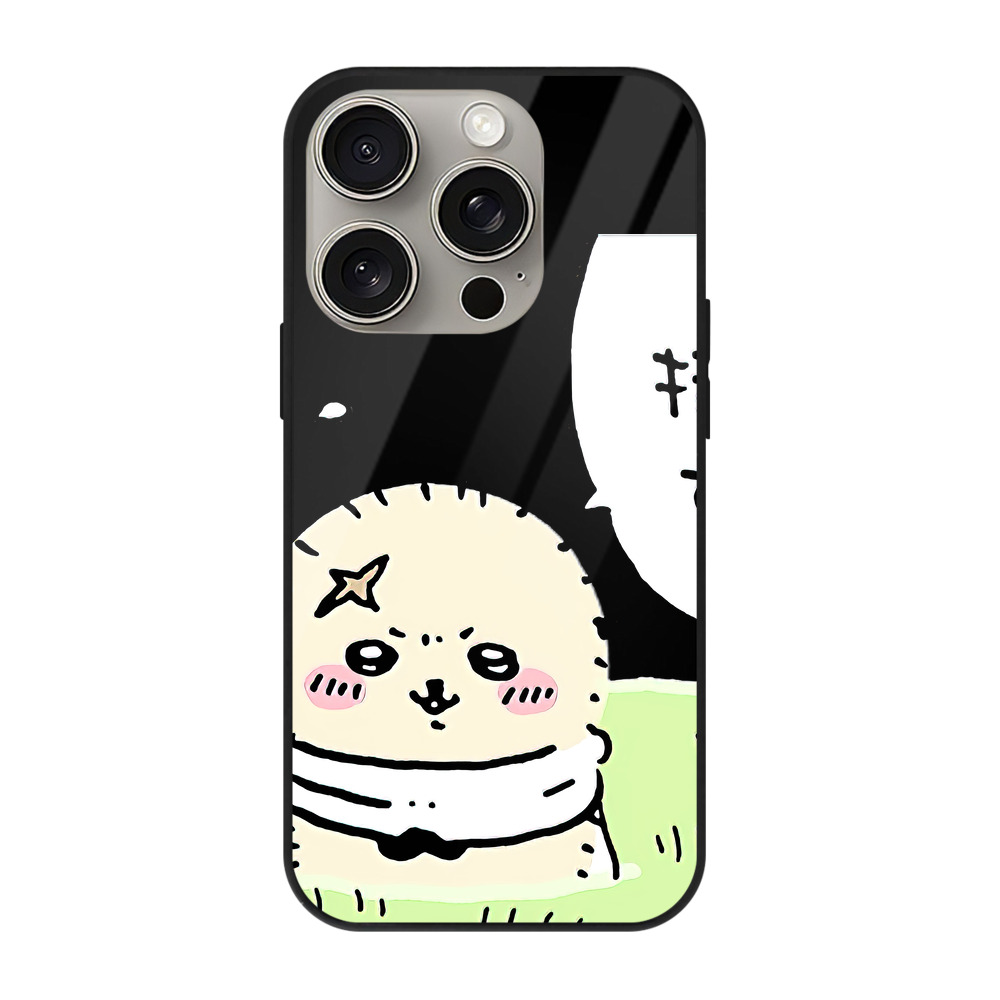 （画像用） ちいかわ ラッコ Chii-kawa Sea otter 【iPhone15Pro対応】スマホケース 耐衝撃＆黄変防止 背面ガラス