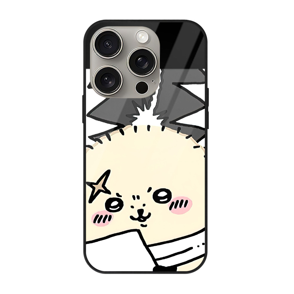 （画像用） ちいかわ ラッコ Chii-kawa Sea otter 【iPhone15Pro対応】スマホケース 耐衝撃＆黄変防止 背面ガラス