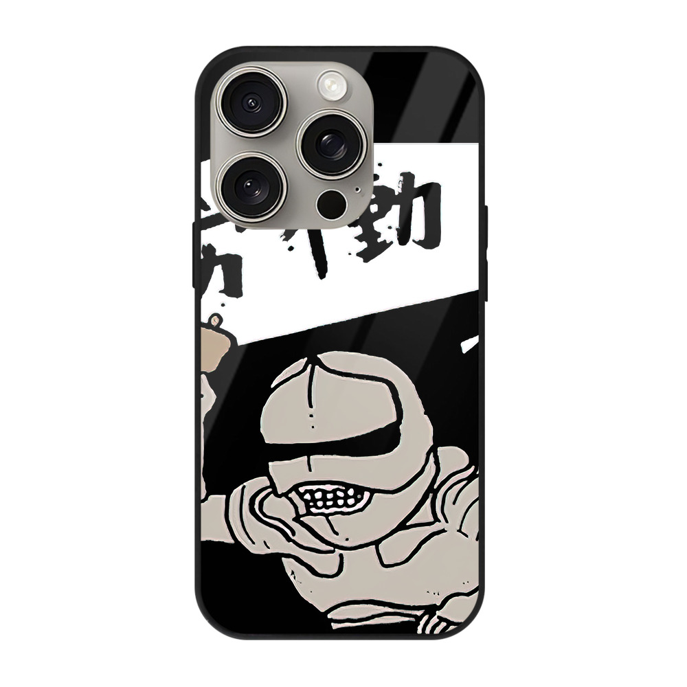 （画像用） ちいかわ 労働の鎧さん Chii-kawa Mr. Armor of Labor 【iPhone15Pro対応】スマホケース 耐衝撃＆黄変防止 背面ガラス