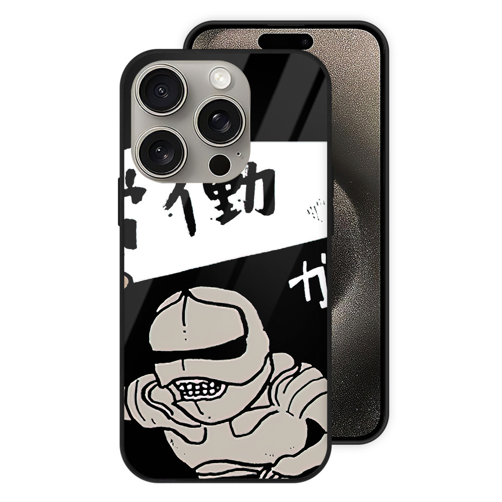 （画像用） ちいかわ 労働の鎧さん Chii-kawa Mr. Armor of Labor 【iPhone15Pro対応】スマホケース 耐衝撃＆黄変防止 背面ガラス