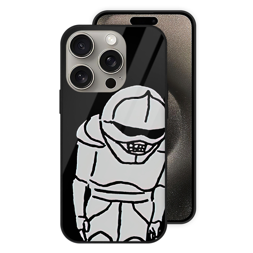 （画像用） ちいかわ 労働の鎧さん Chii-kawa Mr. Armor of Labor 【iPhone15Pro対応】スマホケース 耐衝撃＆黄変防止 背面ガラス