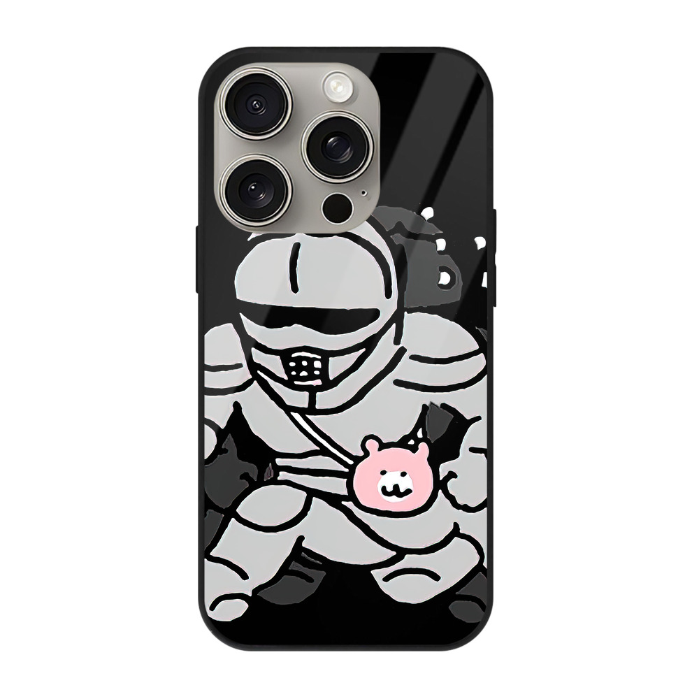 （画像用） ちいかわ 労働の鎧さん Chii-kawa Mr. Armor of Labor 【iPhone15Pro対応】スマホケース 耐衝撃＆黄変防止 背面ガラス