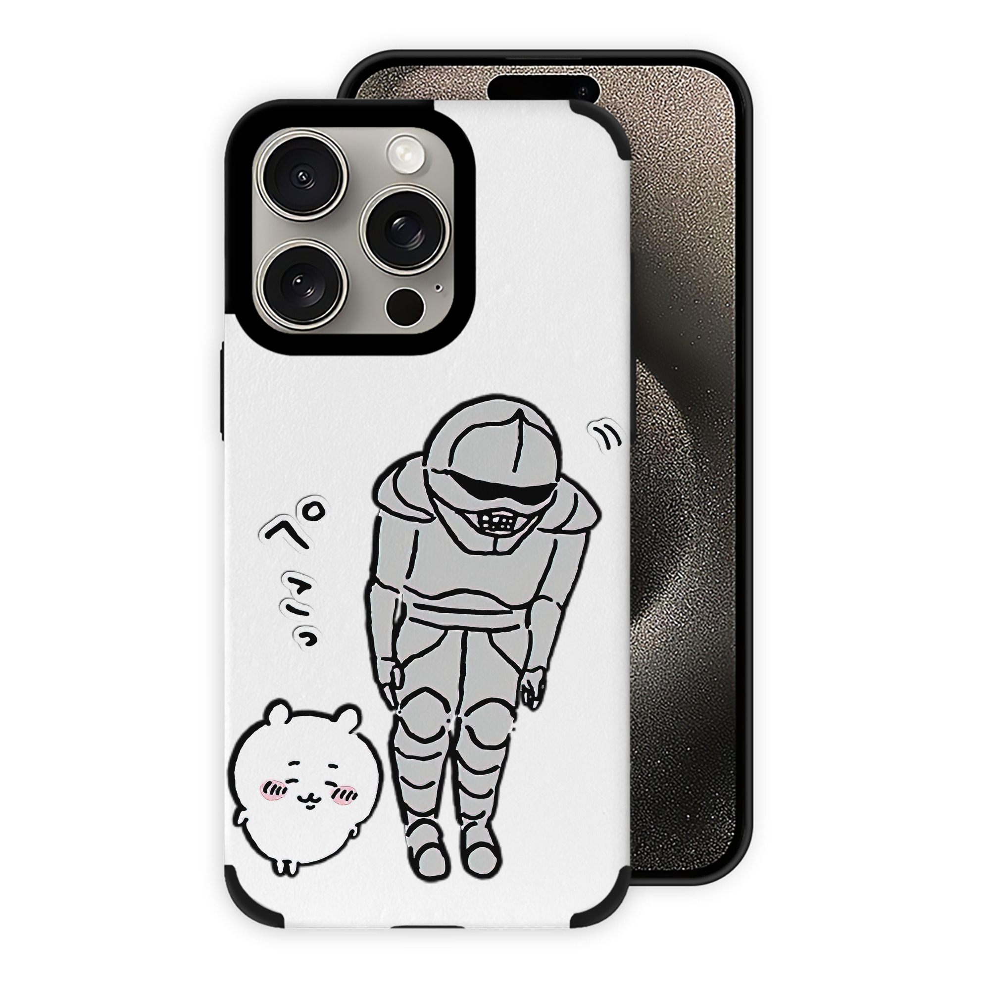 （画像用） ちいかわ 労働の鎧さん Chii-kawa Mr. Armor of Labor 【iPhone15ProMax対応】 PUレザー スマホケース 耐衝撃＆黄変防止