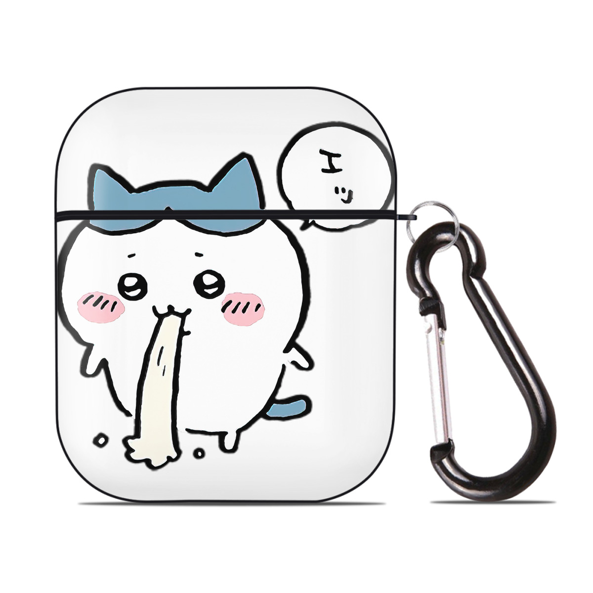 （画像用） ちいかわ ハチワレ Chii-kawa hachiware AirPods 第2世代保護ケース ハードシェル ブラック 耐衝撃・防指紋・カラビナ付き