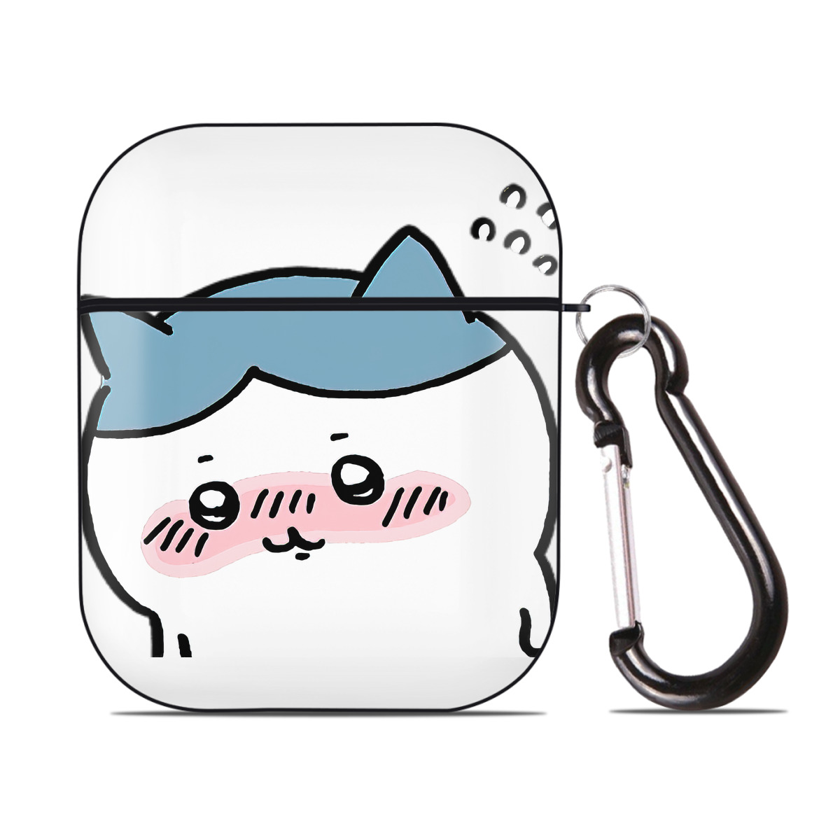（画像用） ちいかわ ハチワレ Chii-kawa hachiware AirPods 第2世代保護ケース ハードシェル ブラック 耐衝撃・防指紋・カラビナ付き