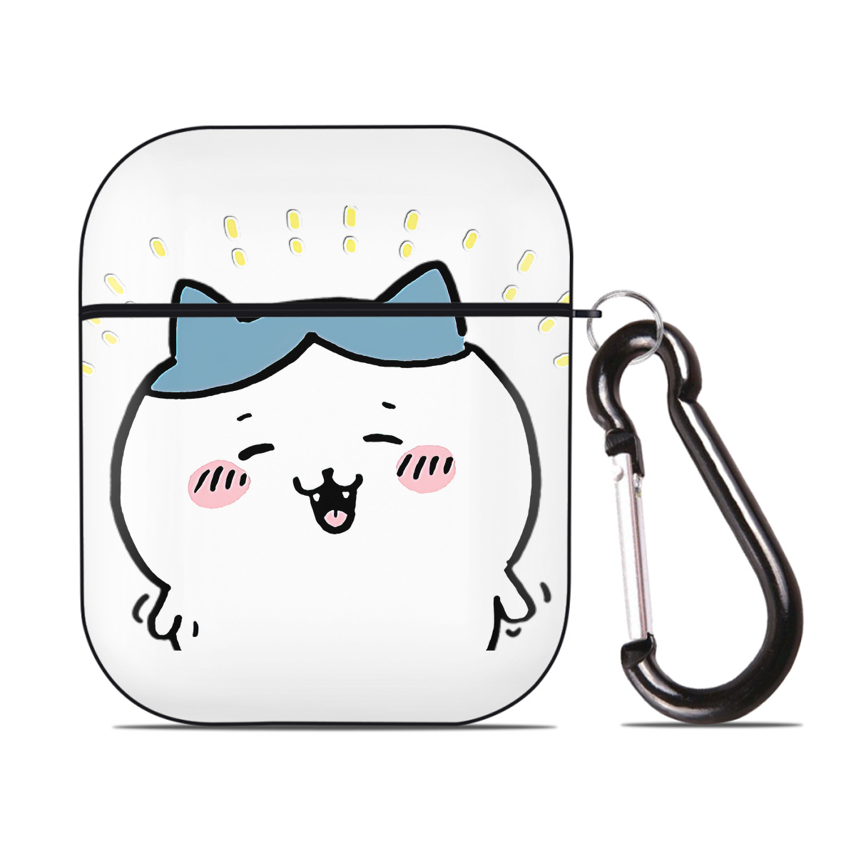 （画像用） ちいかわ ハチワレ Chii-kawa hachiware AirPods 第2世代保護ケース ハードシェル ブラック 耐衝撃・防指紋・カラビナ付き