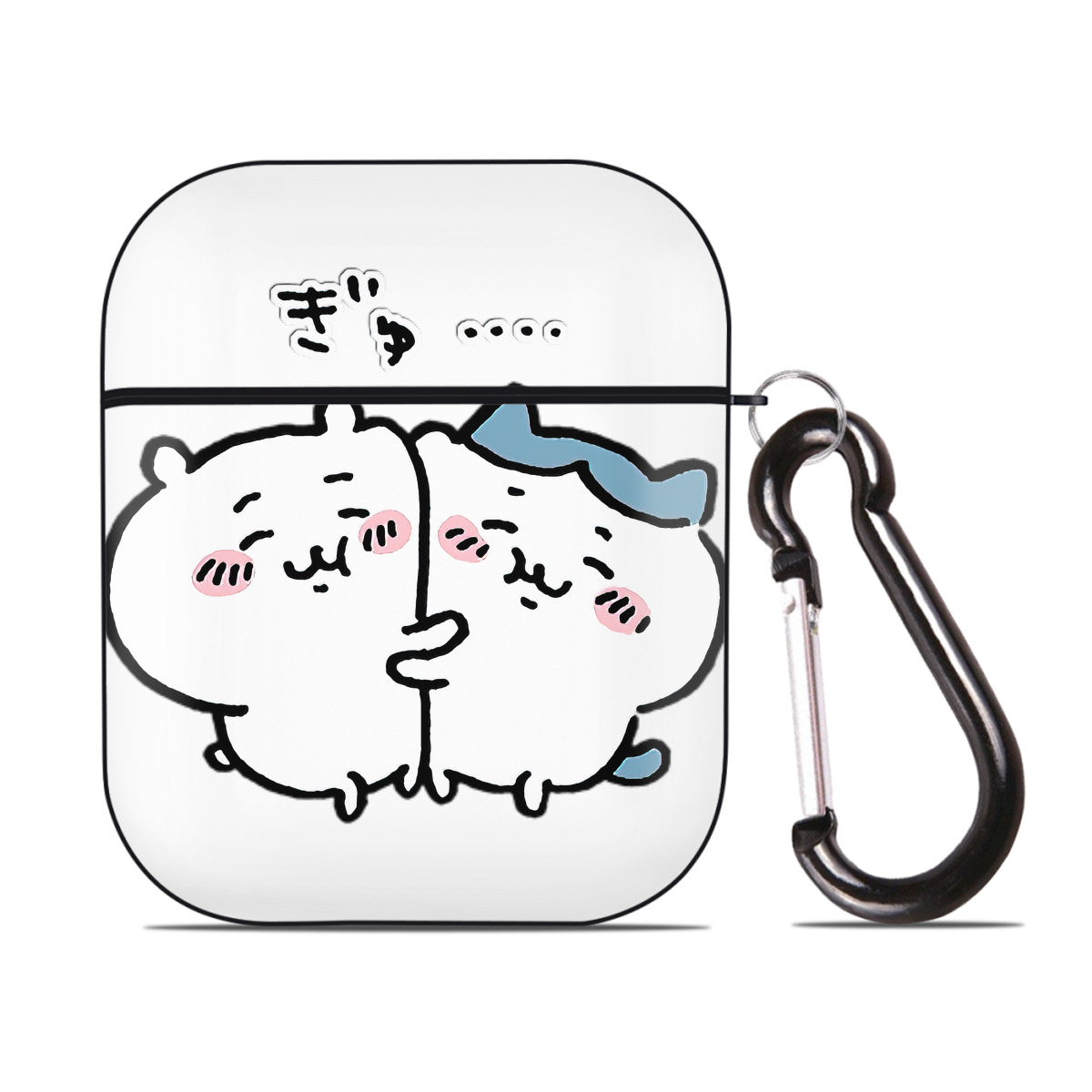 （画像用） ちいかわ ハチワレ Chii-kawa hachiware AirPods 第2世代保護ケース ハードシェル ブラック 耐衝撃・防指紋・カラビナ付き