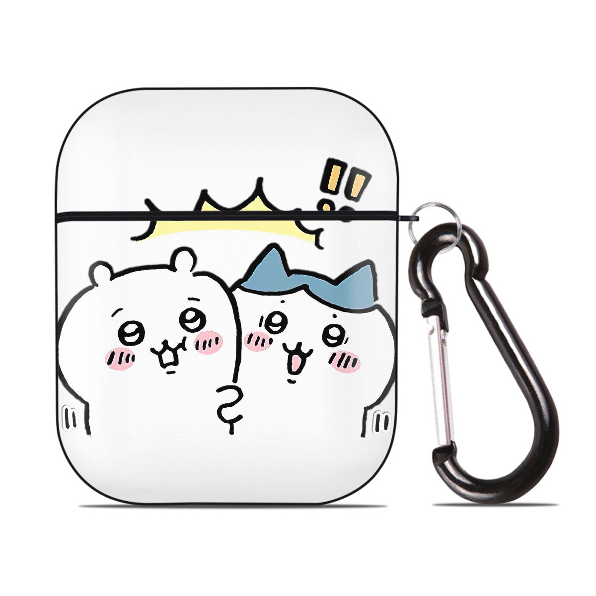 （画像用） ちいかわ ハチワレ Chii-kawa hachiware AirPods 第2世代保護ケース ハードシェル ブラック 耐衝撃・防指紋・カラビナ付き