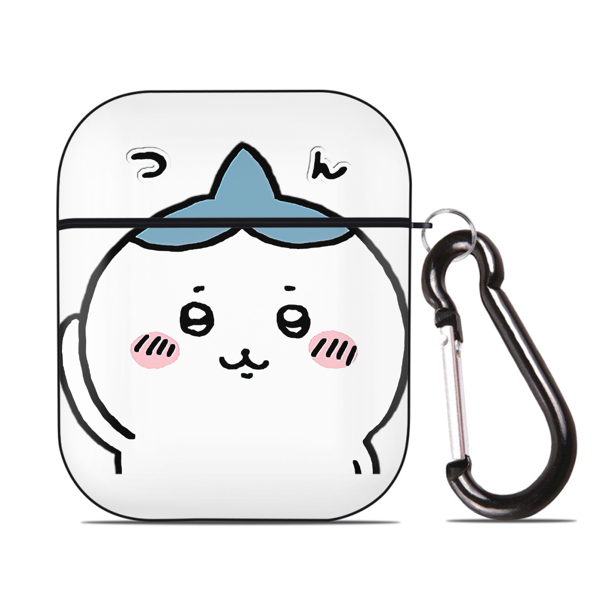 （画像用） ちいかわ ハチワレ Chii-kawa hachiware AirPods 第2世代保護ケース ハードシェル ブラック 耐衝撃・防指紋・カラビナ付き