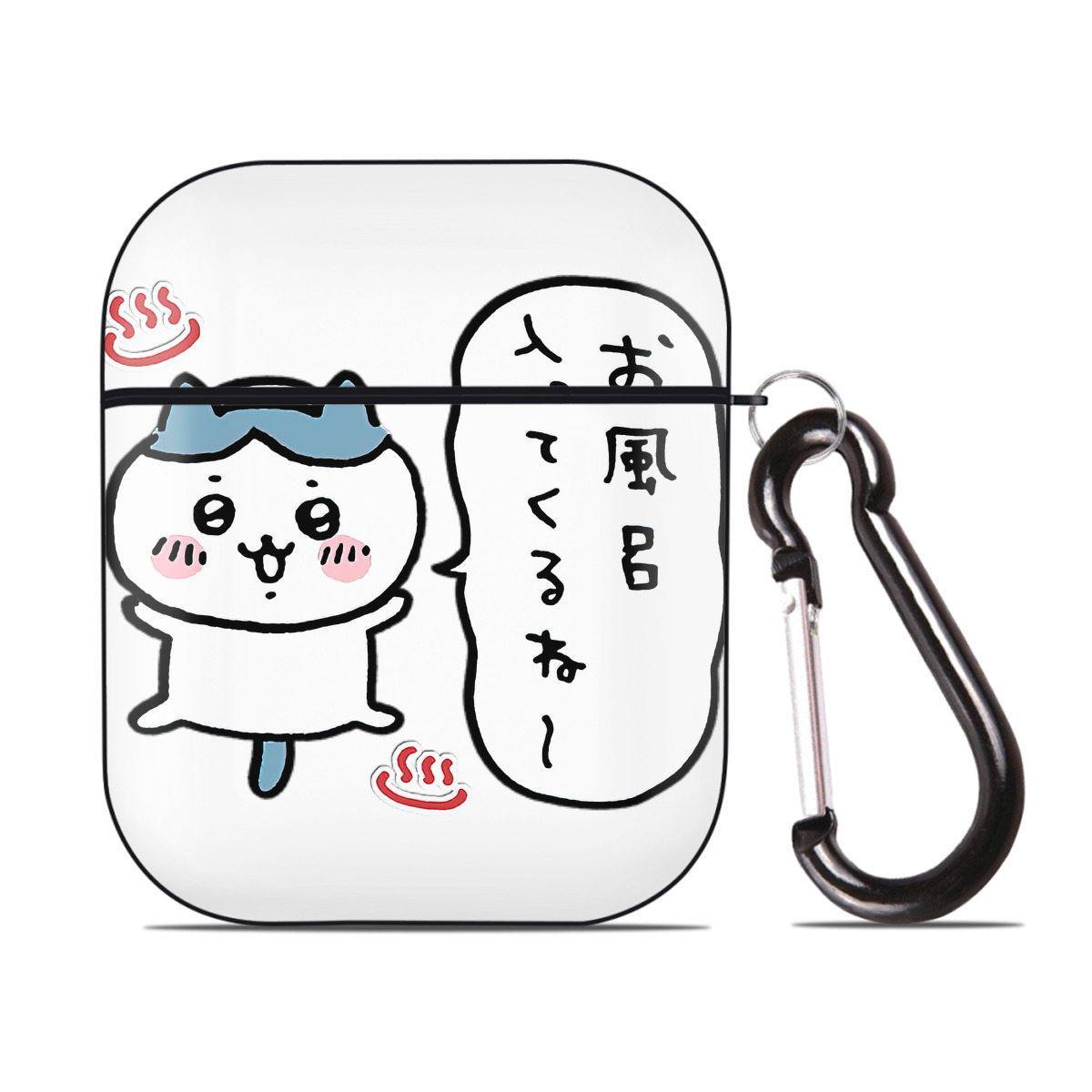 （画像用） ちいかわ ハチワレ Chii-kawa hachiware AirPods 第2世代保護ケース ハードシェル ブラック 耐衝撃・防指紋・カラビナ付き