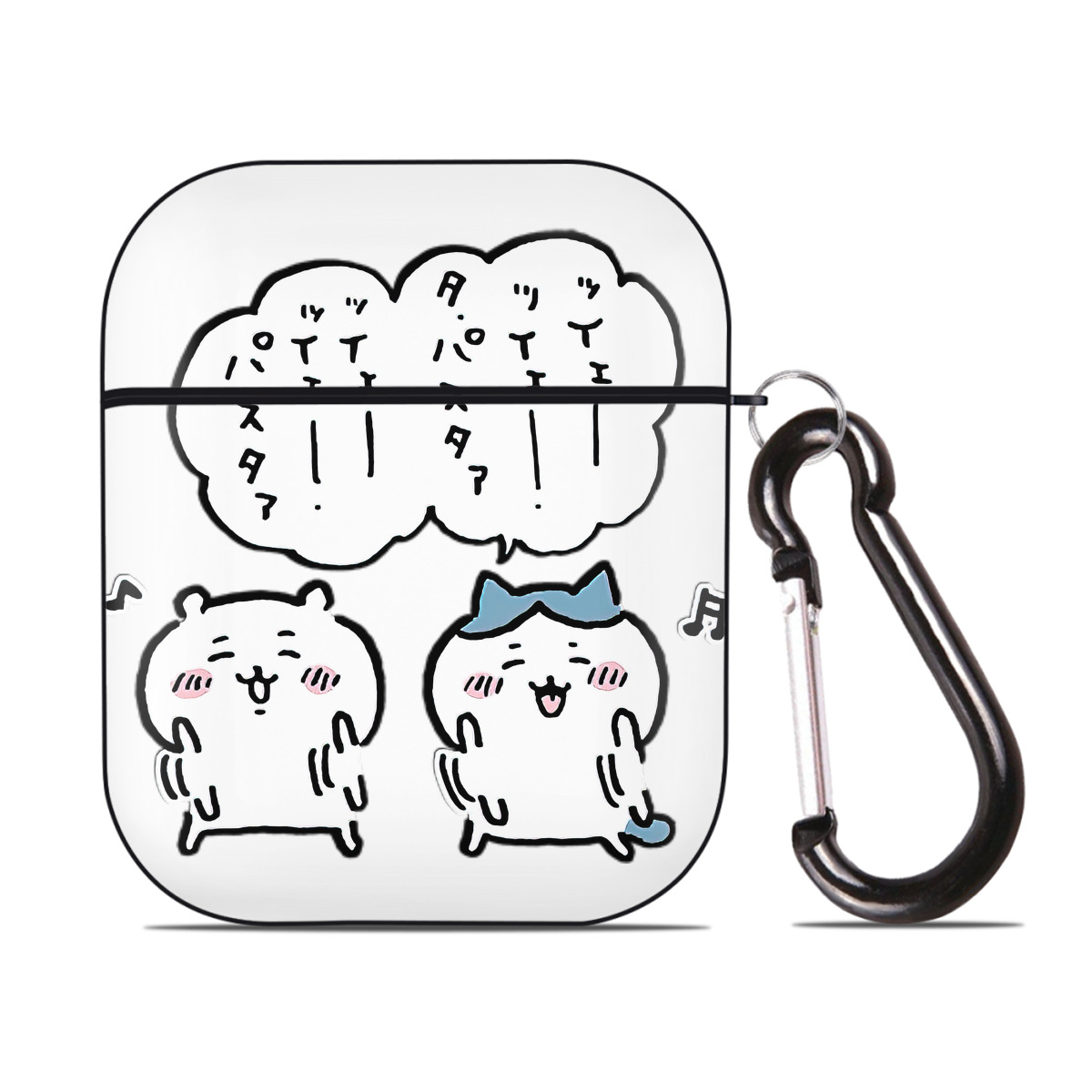 （画像用） ちいかわ ハチワレ Chii-kawa hachiware AirPods 第2世代保護ケース ハードシェル ブラック 耐衝撃・防指紋・カラビナ付き
