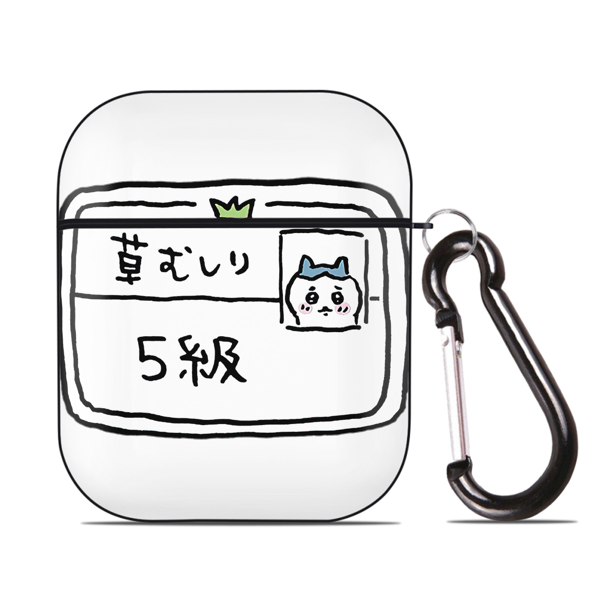 （画像用） ちいかわ ハチワレ Chii-kawa hachiware AirPods 第2世代保護ケース ハードシェル ブラック 耐衝撃・防指紋・カラビナ付き