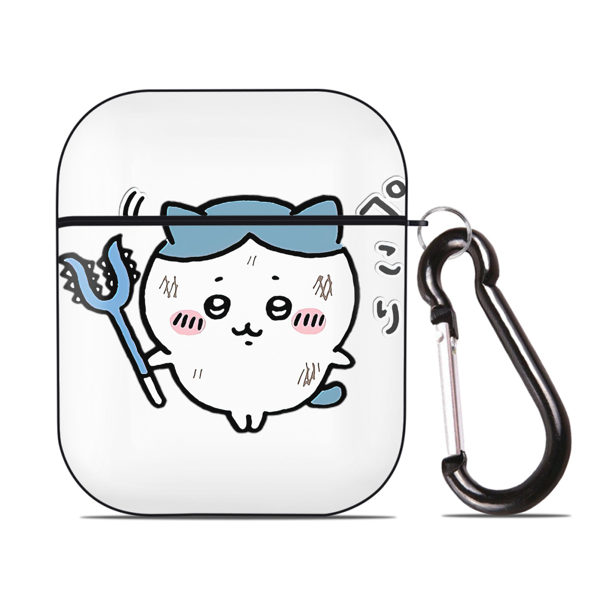 （画像用） ちいかわ ハチワレ Chii-kawa hachiware AirPods 第2世代保護ケース ハードシェル ブラック 耐衝撃・防指紋・カラビナ付き