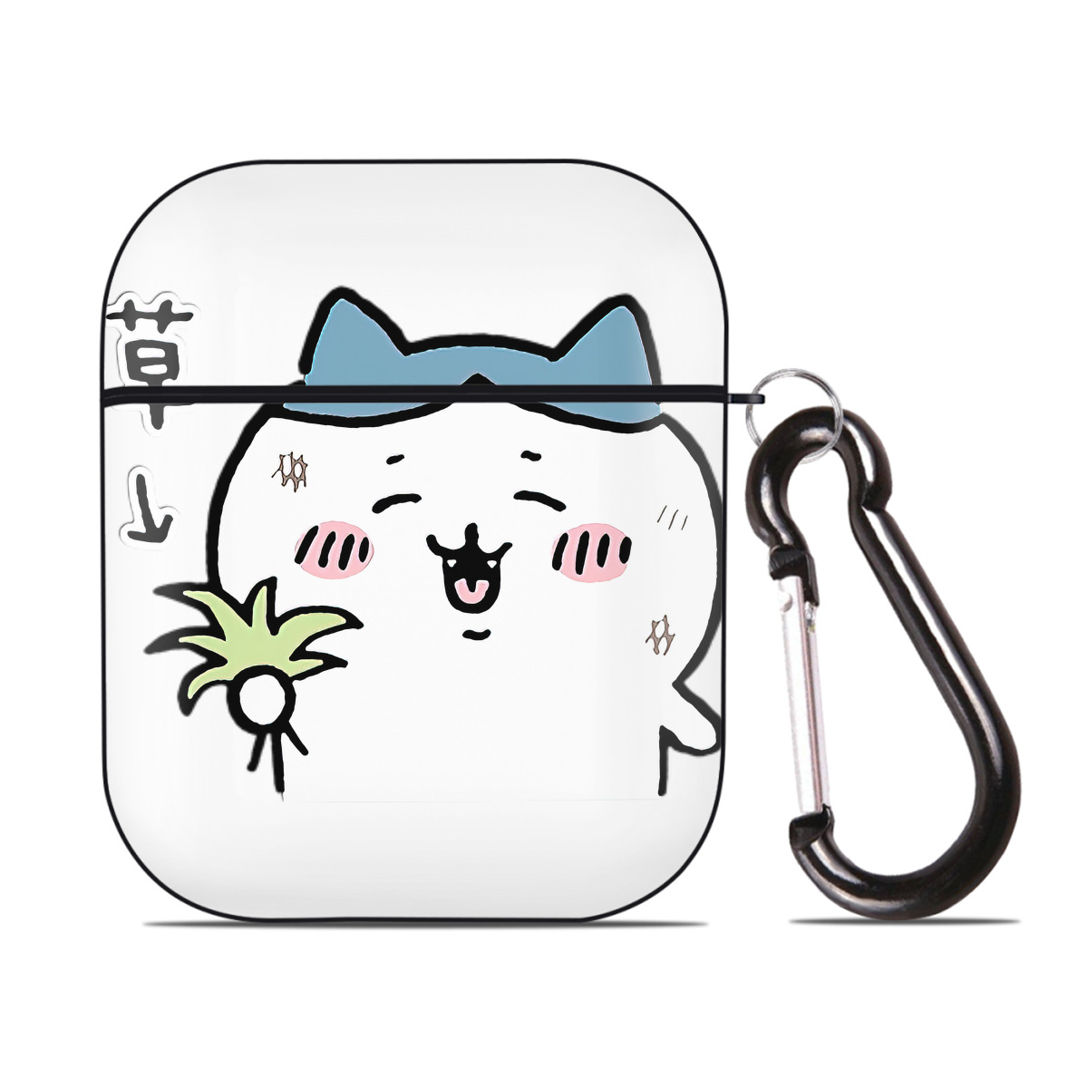 （画像用） ちいかわ ハチワレ Chii-kawa hachiware AirPods 第2世代保護ケース ハードシェル ブラック 耐衝撃・防指紋・カラビナ付き