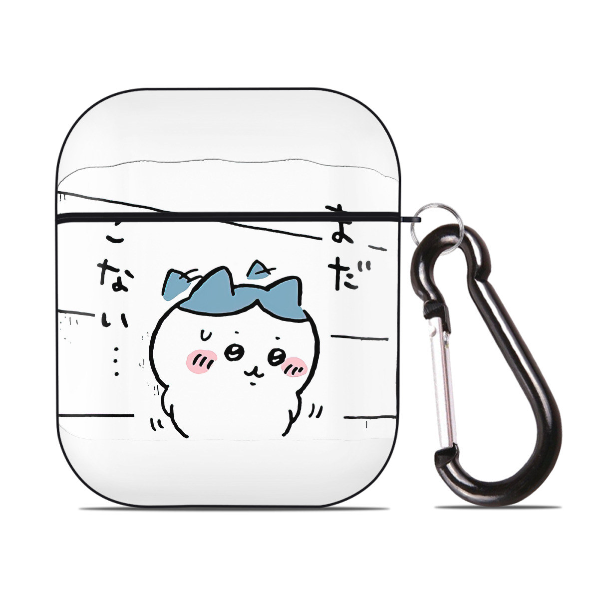 （画像用） ちいかわ ハチワレ Chii-kawa hachiware AirPods 第2世代保護ケース ハードシェル ブラック 耐衝撃・防指紋・カラビナ付き