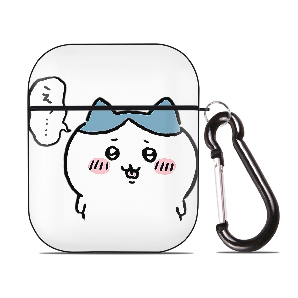 （画像用） ちいかわ ハチワレ Chii-kawa hachiware AirPods 第2世代保護ケース ハードシェル ブラック 耐衝撃・防指紋・カラビナ付き