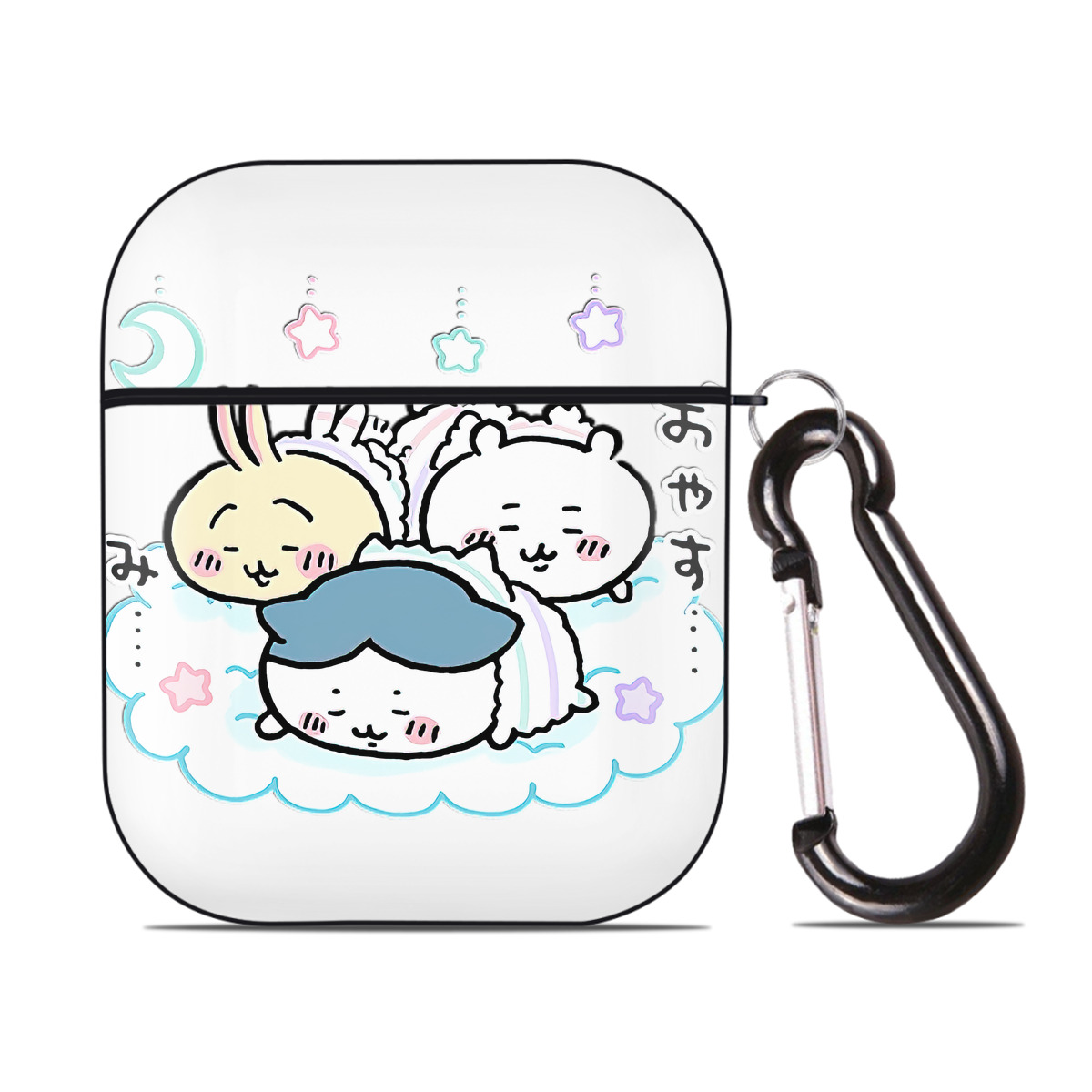 （画像用） ちいかわ ハチワレ Chii-kawa hachiware AirPods 第2世代保護ケース ハードシェル ブラック 耐衝撃・防指紋・カラビナ付き