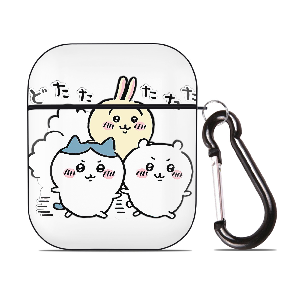 （画像用） ちいかわ ハチワレ Chii-kawa hachiware AirPods 第2世代保護ケース ハードシェル ブラック 耐衝撃・防指紋・カラビナ付き