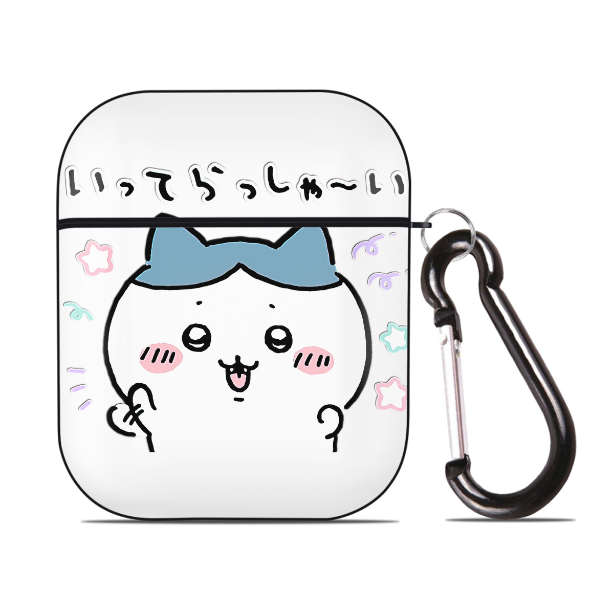 （画像用） ちいかわ ハチワレ Chii-kawa hachiware AirPods 第2世代保護ケース ハードシェル ブラック 耐衝撃・防指紋・カラビナ付き