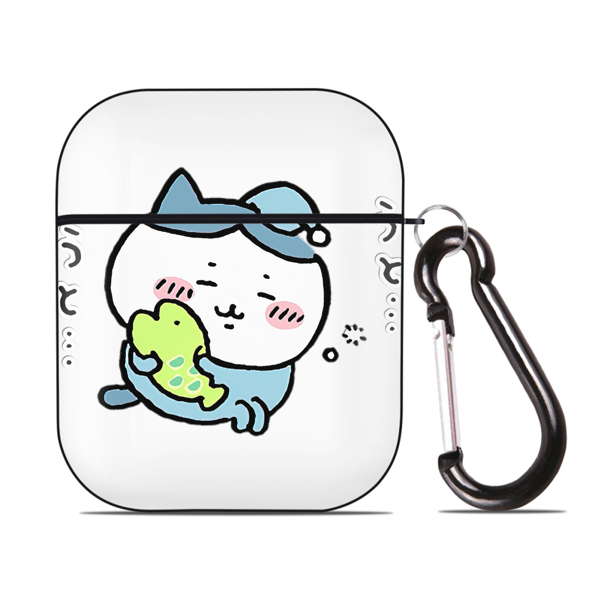 （画像用） ちいかわ ハチワレ Chii-kawa hachiware AirPods 第2世代保護ケース ハードシェル ブラック 耐衝撃・防指紋・カラビナ付き