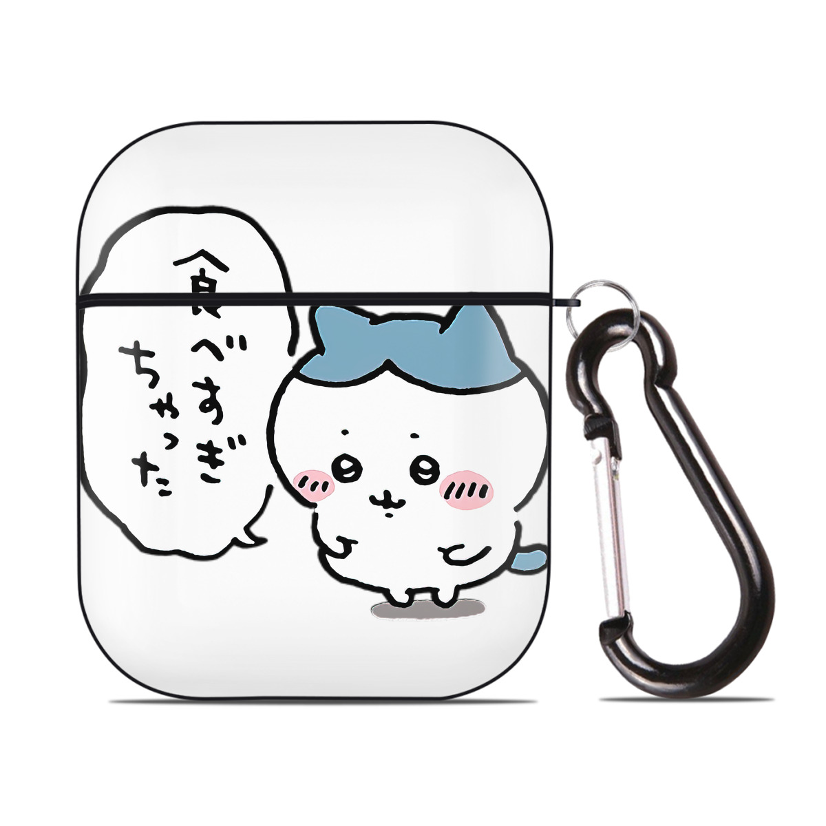 （画像用） ちいかわ ハチワレ Chii-kawa hachiware AirPods 第2世代保護ケース ハードシェル ブラック 耐衝撃・防指紋・カラビナ付き