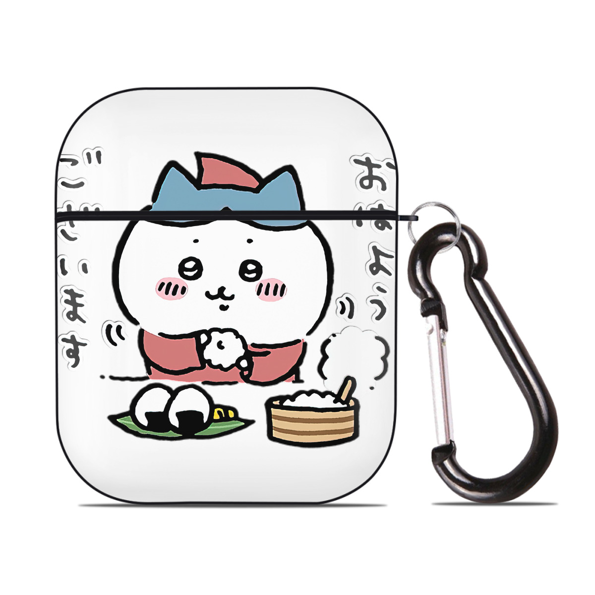 （画像用） ちいかわ ハチワレ Chii-kawa hachiware AirPods 第2世代保護ケース ハードシェル ブラック 耐衝撃・防指紋・カラビナ付き
