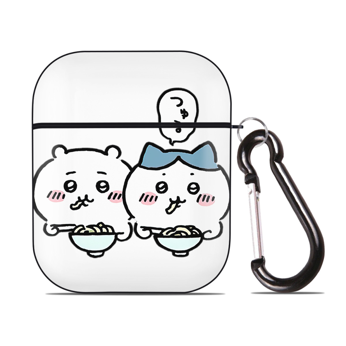 （画像用） ちいかわ ハチワレ Chii-kawa hachiware AirPods 第2世代保護ケース ハードシェル ブラック 耐衝撃・防指紋・カラビナ付き