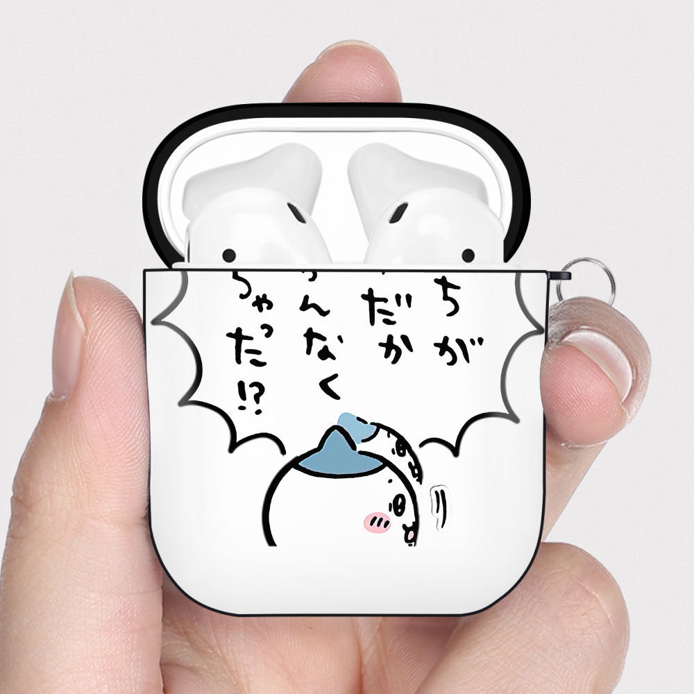 （画像用） ちいかわ ハチワレ Chii-kawa hachiware AirPods 第2世代保護ケース ハードシェル ブラック 耐衝撃・防指紋・カラビナ付き
