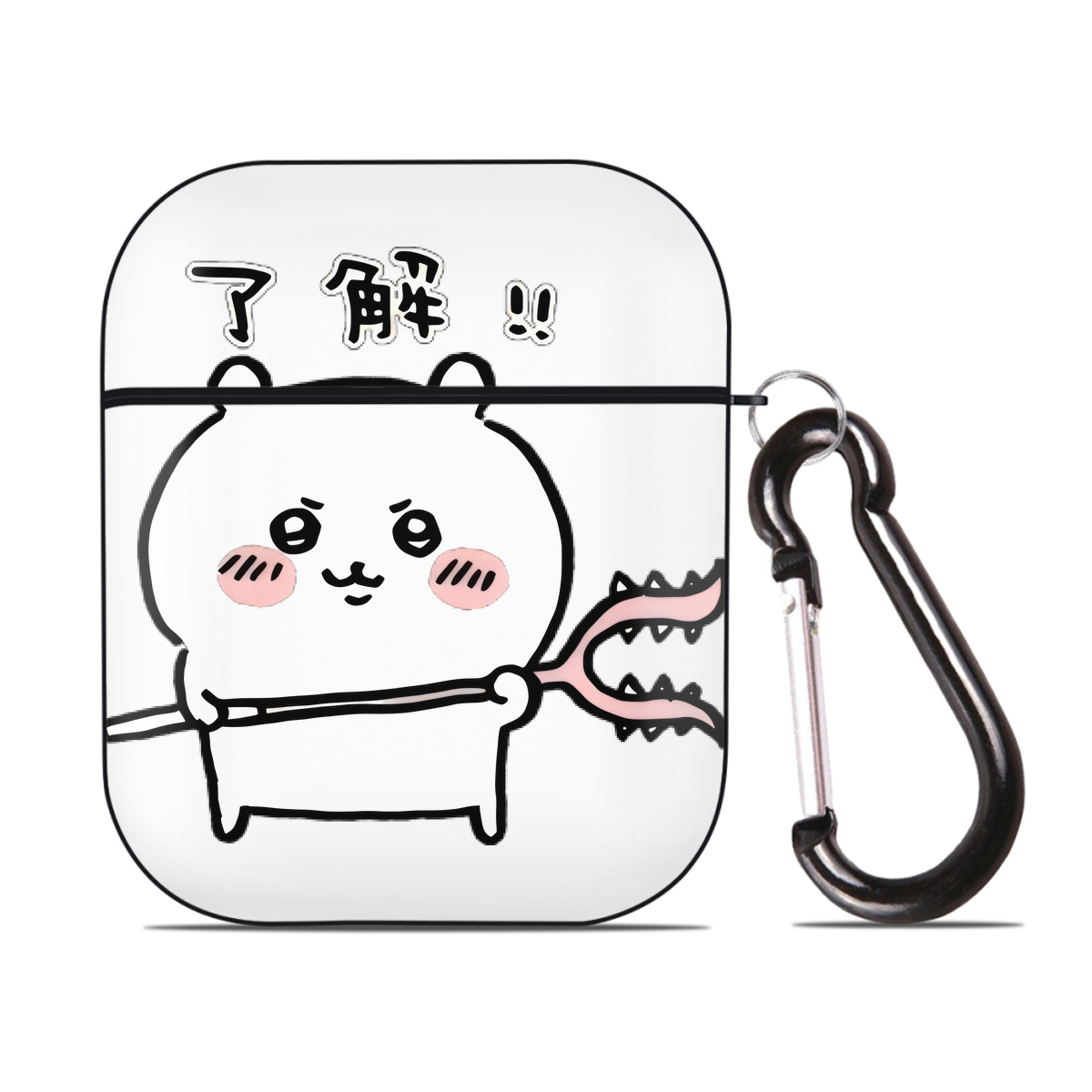 （画像用） ちいかわ ちいかわ Chii-kawa chiikawa AirPods 第2世代保護ケース ハードシェル ブラック 耐衝撃・防指紋・カラビナ付き