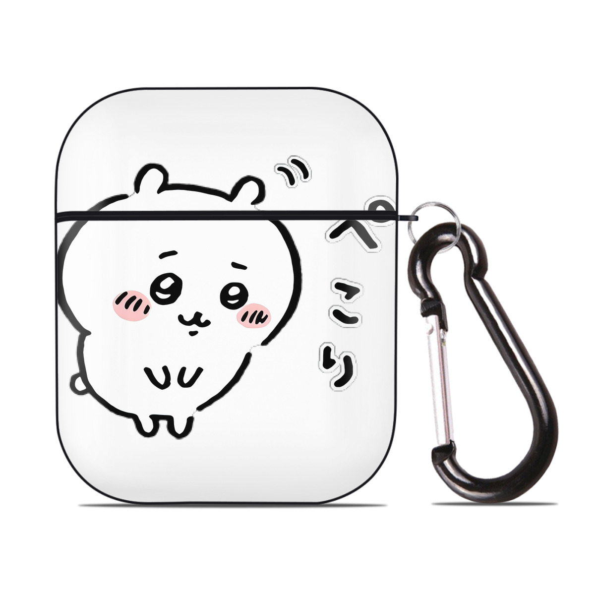 （画像用） ちいかわ ちいかわ Chii-kawa chiikawa AirPods 第2世代保護ケース ハードシェル ブラック 耐衝撃・防指紋・カラビナ付き