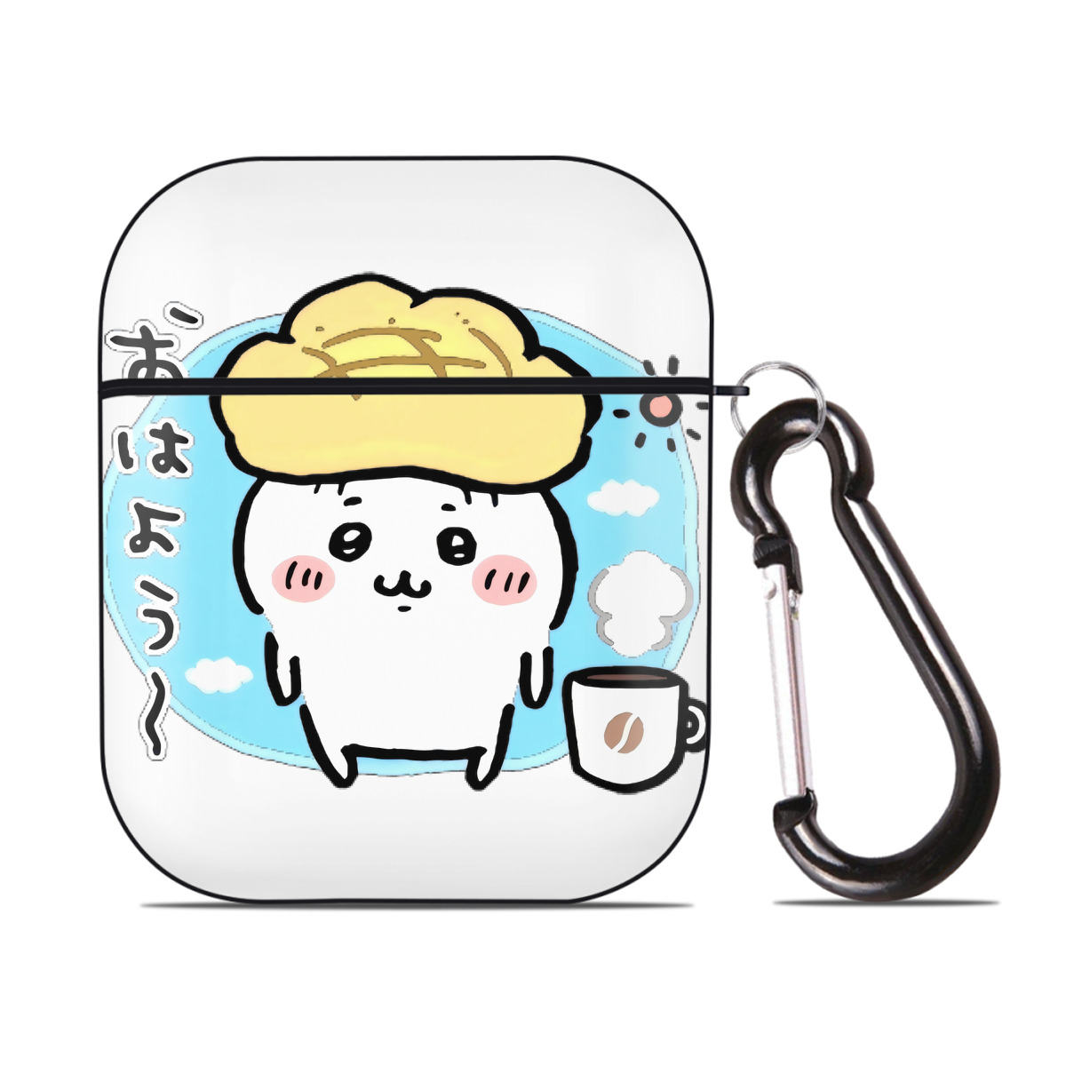 （画像用） ちいかわ ちいかわ Chii-kawa chiikawa AirPods 第2世代保護ケース ハードシェル ブラック 耐衝撃・防指紋・カラビナ付き