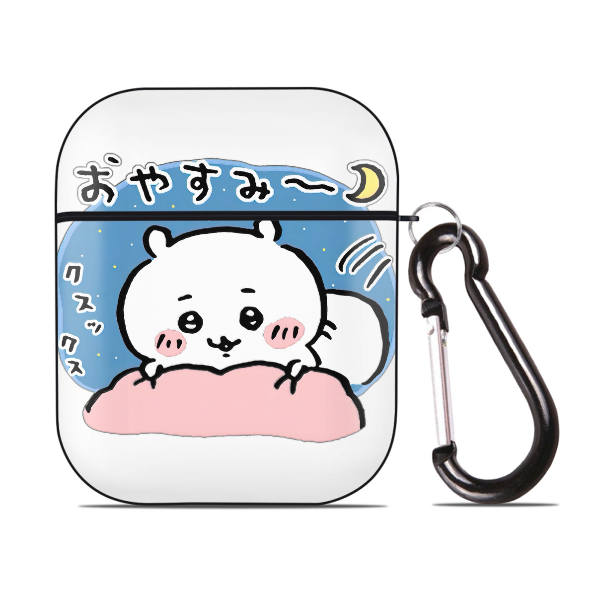 （画像用） ちいかわ ちいかわ Chii-kawa chiikawa AirPods 第2世代保護ケース ハードシェル ブラック 耐衝撃・防指紋・カラビナ付き