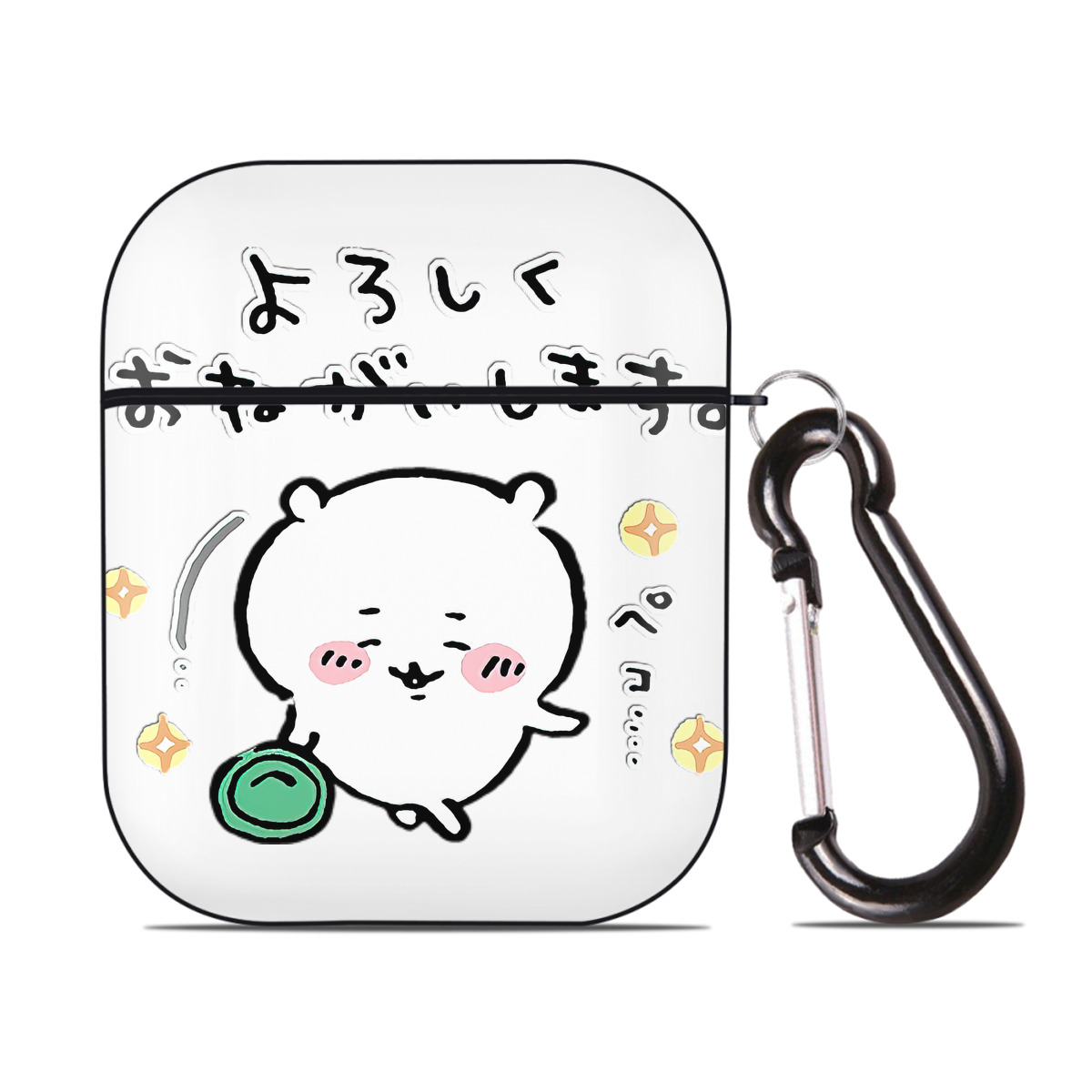 （画像用） ちいかわ ちいかわ Chii-kawa chiikawa AirPods 第2世代保護ケース ハードシェル ブラック 耐衝撃・防指紋・カラビナ付き
