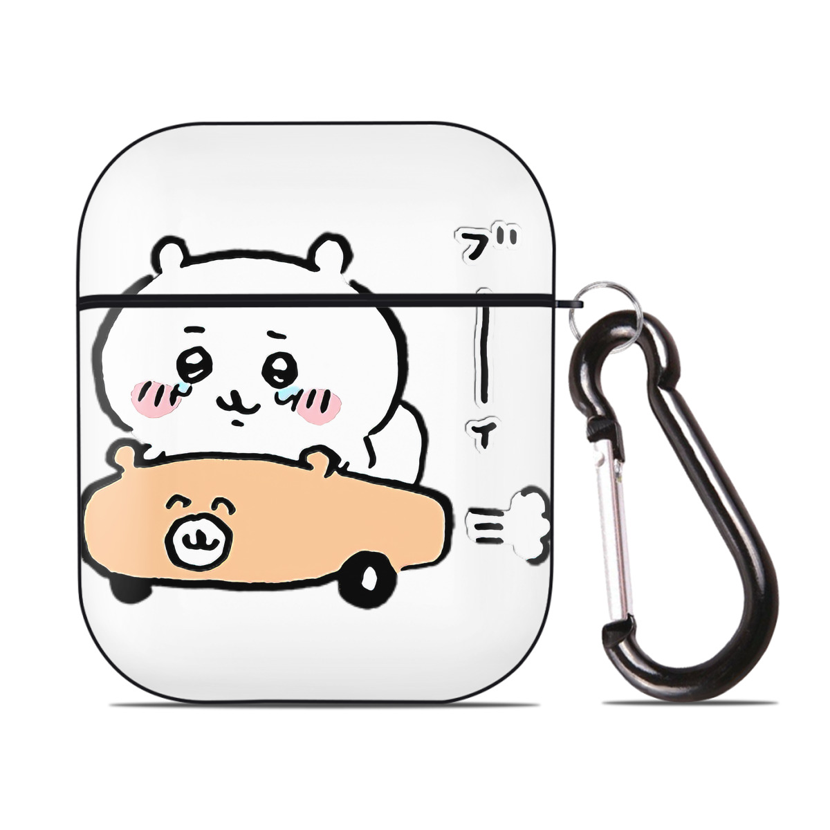 （画像用） ちいかわ ちいかわ Chii-kawa chiikawa AirPods 第2世代保護ケース ハードシェル ブラック 耐衝撃・防指紋・カラビナ付き