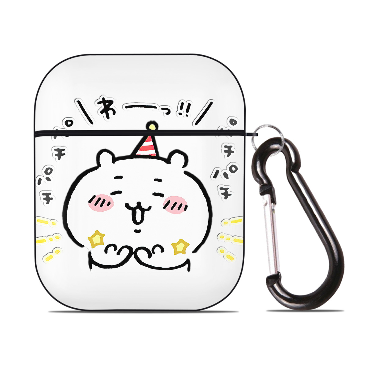 （画像用） ちいかわ ちいかわ Chii-kawa chiikawa AirPods 第2世代保護ケース ハードシェル ブラック 耐衝撃・防指紋・カラビナ付き