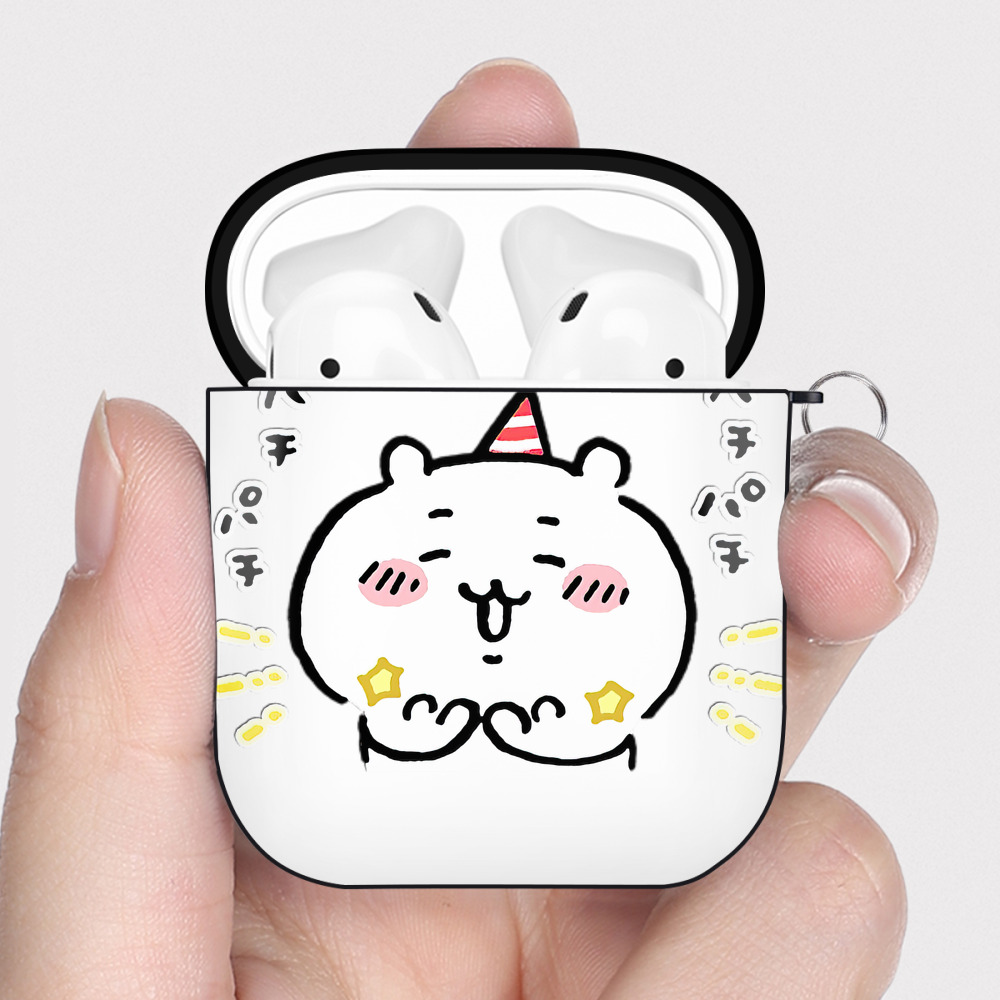 （画像用） ちいかわ ちいかわ Chii-kawa chiikawa AirPods 第2世代保護ケース ハードシェル ブラック 耐衝撃・防指紋・カラビナ付き