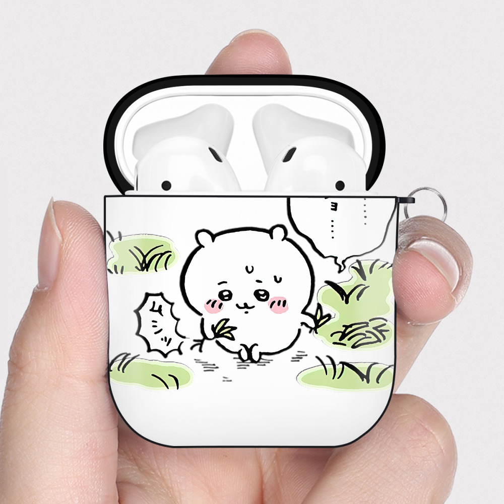（画像用） ちいかわ ちいかわ Chii-kawa chiikawa AirPods 第2世代保護ケース ハードシェル ブラック 耐衝撃・防指紋・カラビナ付き