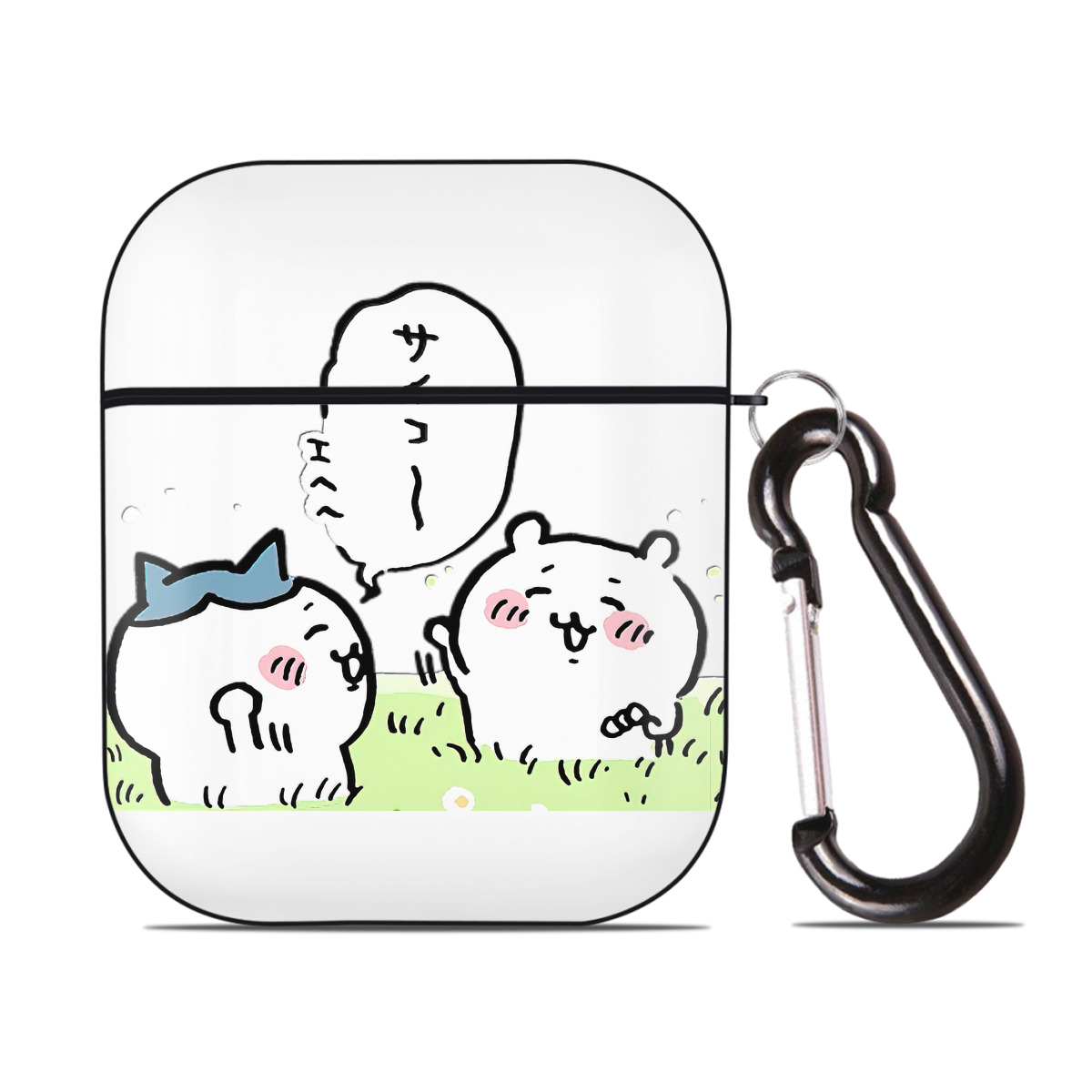 （画像用） ちいかわ ちいかわ Chii-kawa chiikawa AirPods 第2世代保護ケース ハードシェル ブラック 耐衝撃・防指紋・カラビナ付き