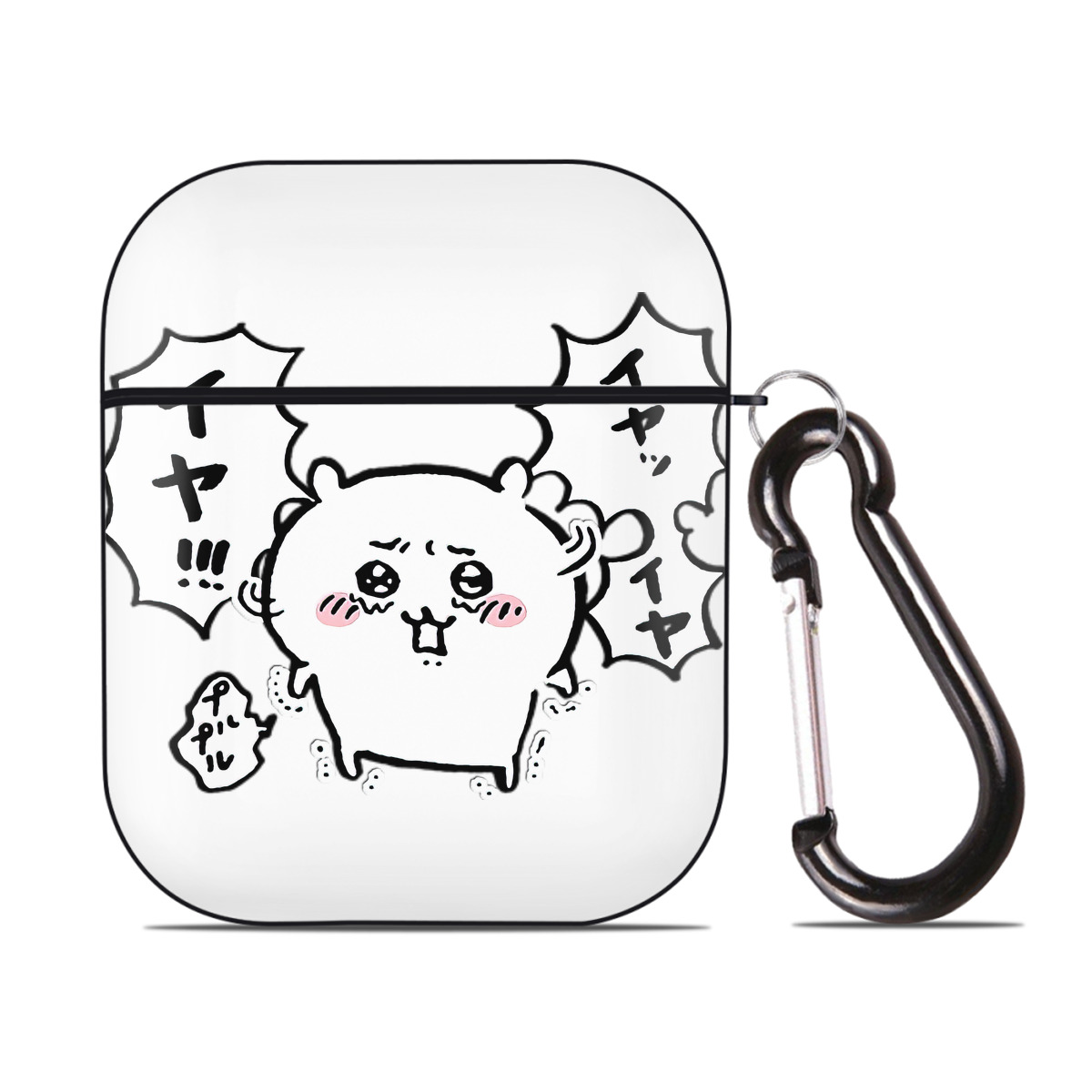 （画像用） ちいかわ ちいかわ Chii-kawa chiikawa AirPods 第2世代保護ケース ハードシェル ブラック 耐衝撃・防指紋・カラビナ付き